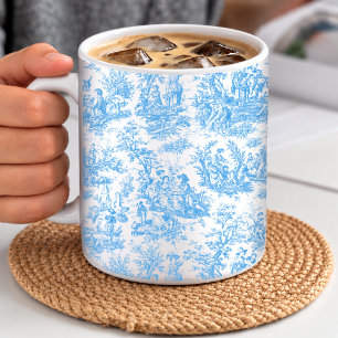 Mug Campagne française élégante vintage toile aqua ble