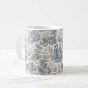 Mug Campagne française romantique Toile en bleu poussi