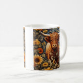 Mug Campagne rustique Highland Cow Sunflowers (Devant droit)