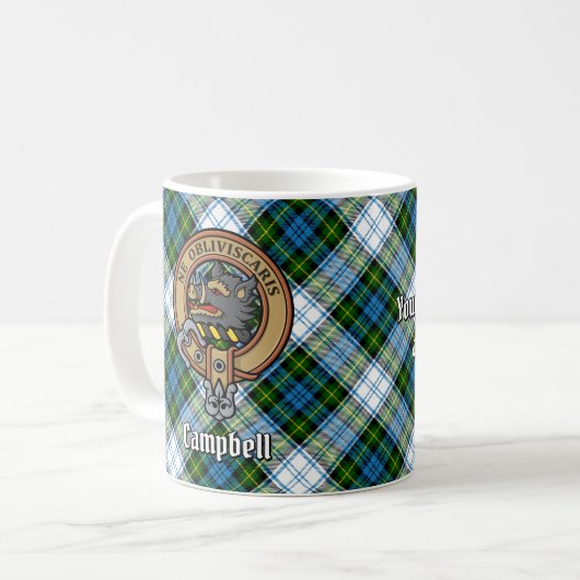 Mug Campbell Crest au-dessus de Tartan (Devant gauche)