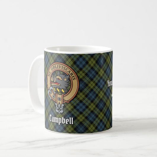 Mug Campbell Crest sur Tartan (Devant gauche)