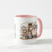 Mug Camper Boho avec couronne florale et pastels rose (Devant droit)
