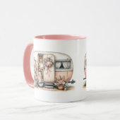 Mug Camper Boho avec couronne florale et pastels rose (Devant gauche)