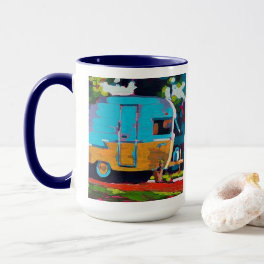 Mug Camper Painting - Gift for Camping Lovers (Avec donut)