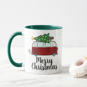 Mug Campeur de Joyeux Noël transportant l'arbre