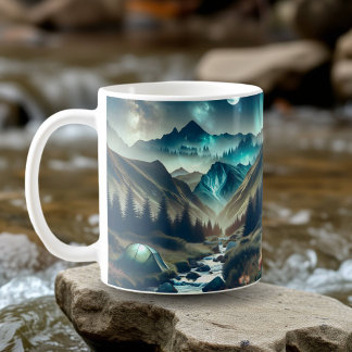 Mug Camping avec Montagnes et Tente