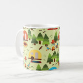 Mug Camping - caravane, chaises de camping, cheminée (Devant gauche)