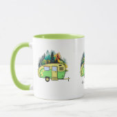 Mug Camping, caravane, forêt, endroit heureux (Gauche)