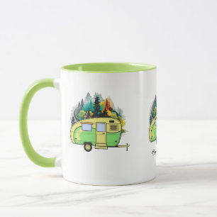 Mug Camping, caravane, forêt, endroit heureux