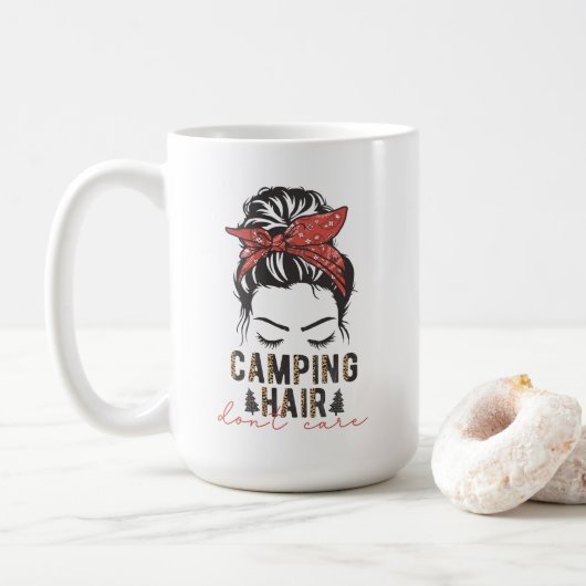 Mug Camping Cheveux s'en fiche (Avec donut)