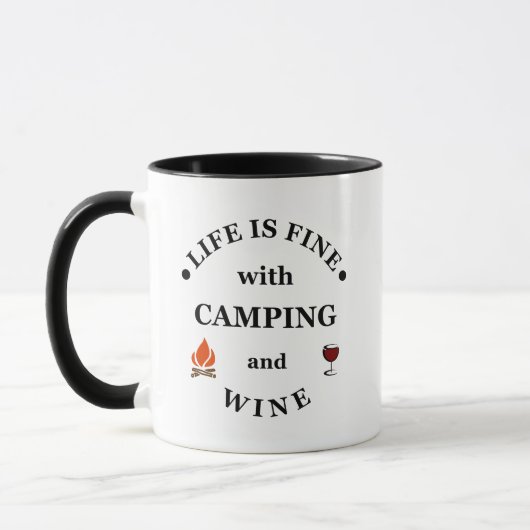 Mug Camping de fond et les paroles de vin (Gauche)