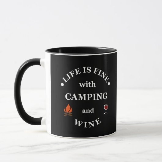 Mug Camping de fond et les paroles de vin (Gauche)