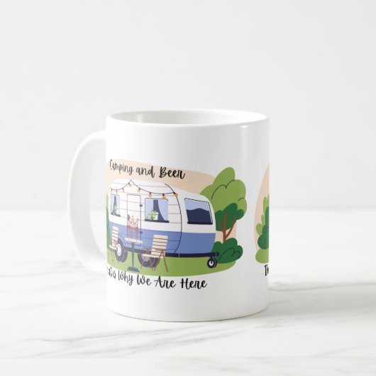 Mug Camping et bière sur une (Devant gauche)