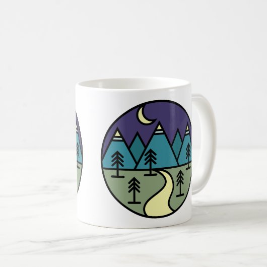 Mug camping feu montagnes wanderlust, randonnée (Devant droit)