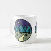 Mug camping feu montagnes wanderlust, randonnée (Devant gauche)