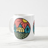 Mug camping feu montagnes wanderlust, randonnée (Devant gauche)