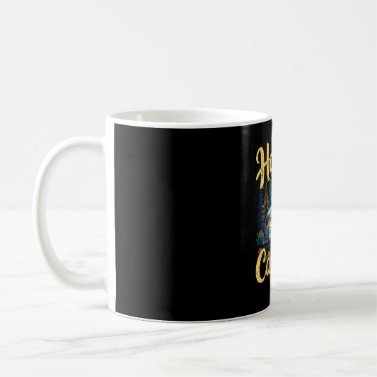Mug Camping heureux drôle de feu de camp garçon en bas (Gauche)