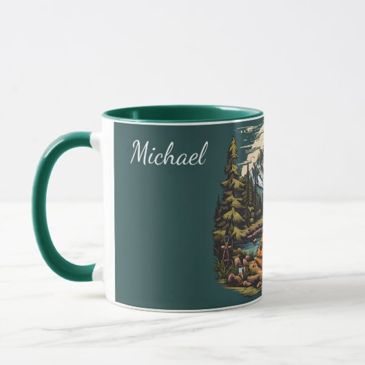 Mug Camping In the Mountains Ajouter Nom et texte Cade (Gauche)