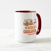 Mug Camping Joyeux renne de Noël Nom personnalisé (Devant droit)