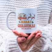Mug Camping Joyeux renne de Noël Nom personnalisé
