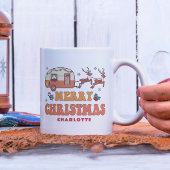 Mug Camping Joyeux renne de Noël Nom personnalisé