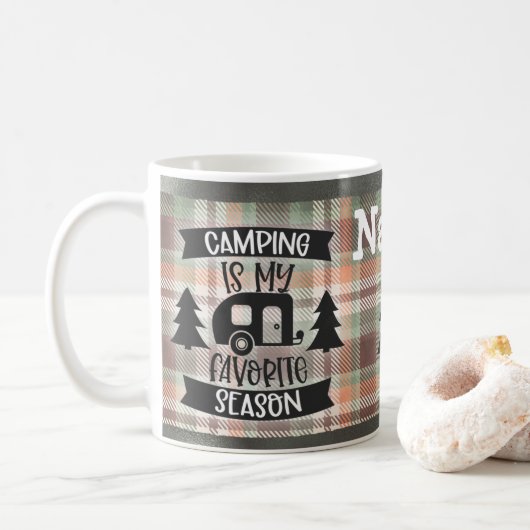 Mug Camping Personnalisé Conception Camper Conception  (Avec donut)