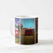 Mug Camping remorques avec 4 remorques rouges mignonne (Devant gauche)