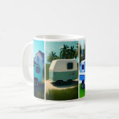 Mug Camping remorques avec 4 remorques turquoises mign (Devant gauche)
