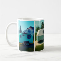 Camping remorques avec 4 remorques turquoises mign