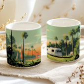 Mug Camping Rétro Bois Coucher de soleil