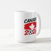 Mug Canada 2026 Soccer Fan Design with Maple Leaf (Devant droit)
