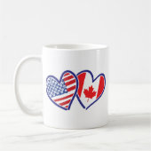 Mug Canadien et coeurs de drapeau de l'Amérique (Gauche)