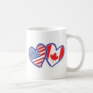 Mug Canadien et coeurs de drapeau de l'Amérique
