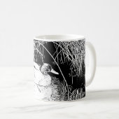 Mug Canard à roseaux Lac noir et blanc Faune Nature (Devant droit)