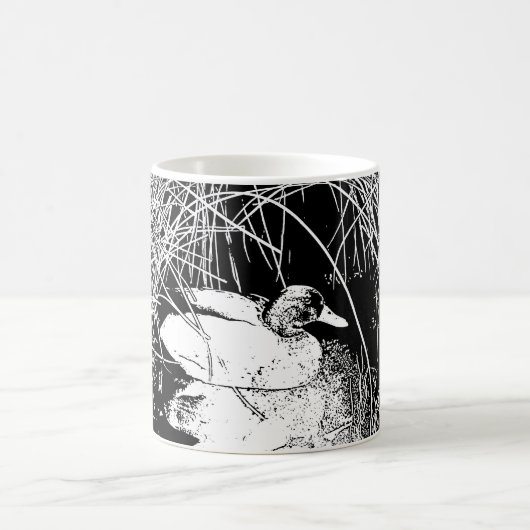 Mug Canard à roseaux Lac noir et blanc Faune Nature (Centre)
