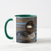 Mug Canard à tête de tampon mou sur l'étang éclairé (Gauche)