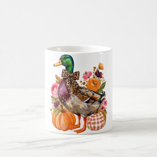 Mug Canard colvert préppy d'automne à nœud léopard et (Centre)