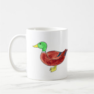 Mug Canard colvert tête verte aquarelle