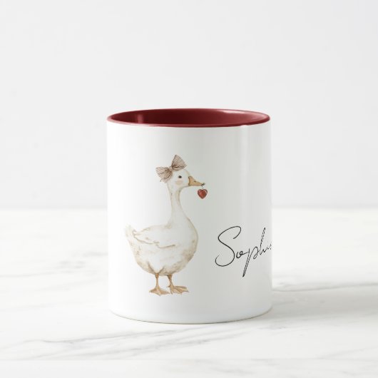 Mug Canard Crème Arc Rouge Cœur (Centre)