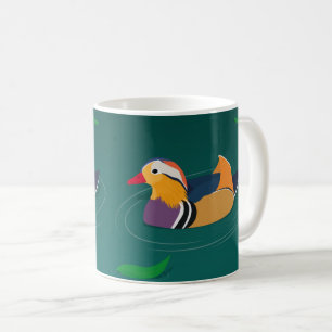 Mug Canard mandarin coloré Art moderne sur fond vert