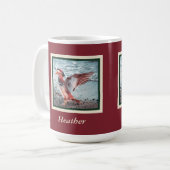 Mug Canard mandarin sur rouille et vert avec nom (Devant gauche)