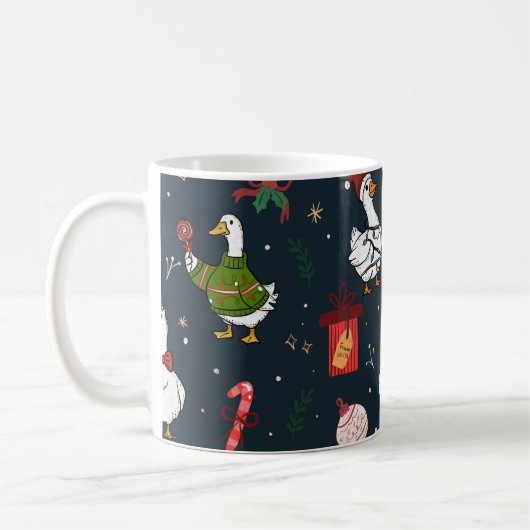 Mug Canards de Noël drôles en motif transparent (Gauche)