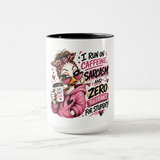 Mug Canards sarcastiques drôles de caféine (Centre)