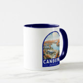 Mug Canberra Australie Travel Art Vintage (Devant droit)