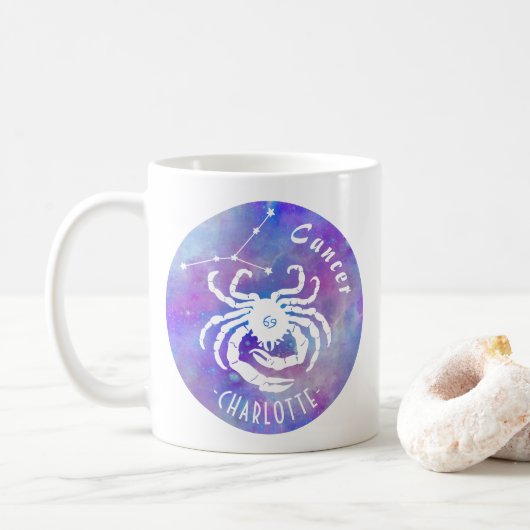 Mug Cancer Crabe Constellation Étoiles Nom Anniversair (Avec donut)