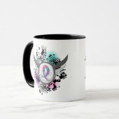Mug Cancer de la thyroïde rose pourpre turquoise de (Devant gauche)
