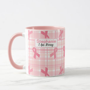 Mug Cancer du sein Pink Ribbon Plaid Motif