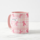 Mug Cancer du sein Pink Ribbon Plaid Motif (Devant gauche)