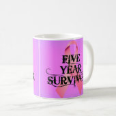 Mug Cancer du sein Survivant de 5 ans (Devant droit)