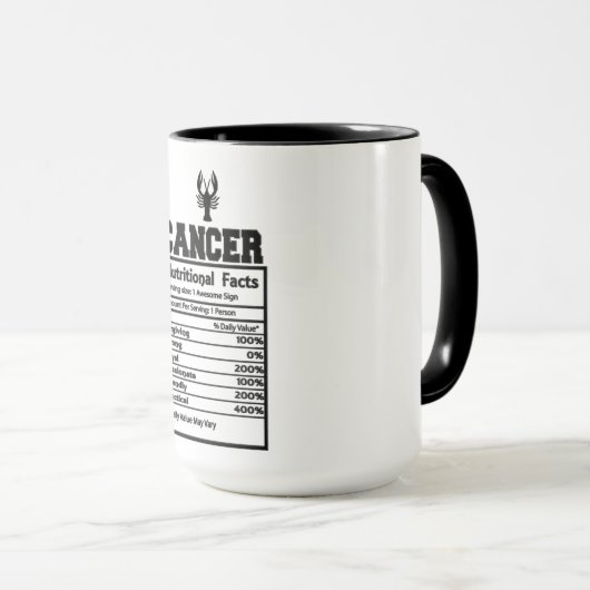 Mug Cancer Faits nutritionnels (Devant droit)